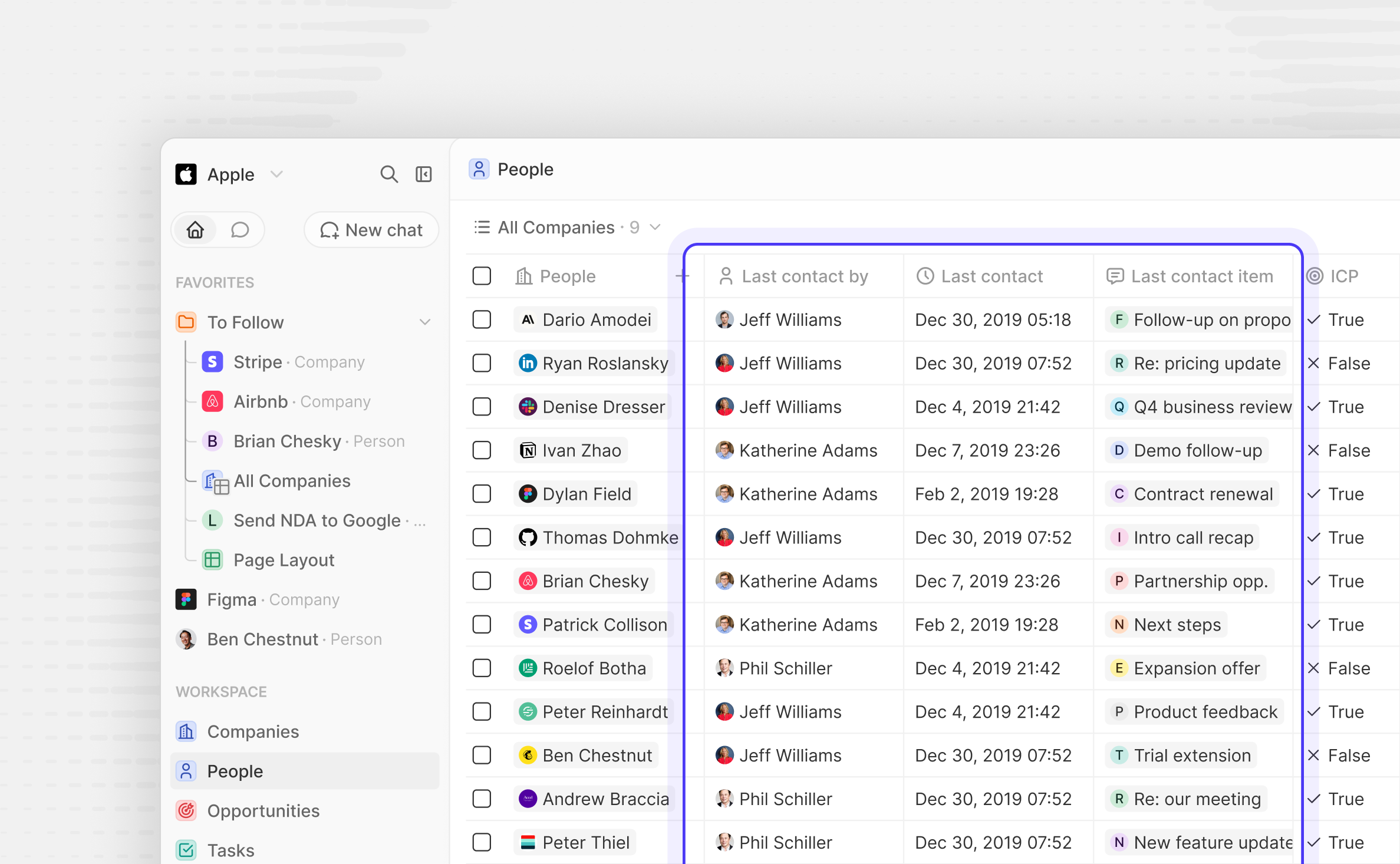 Last contact-Screenshot
